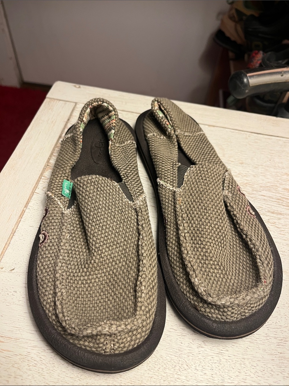 Sanuk Casual Slip-On Canvas Shoes in Olive